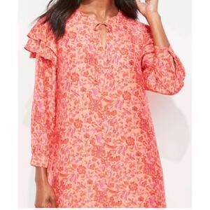Vineyard Vines Silk Blend Coral Helenium Scarf Print Shift Dress sz XS